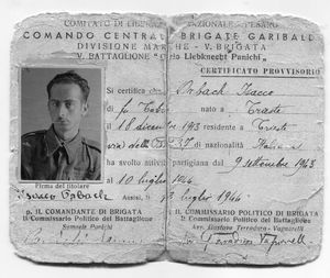 Documento rilasciato dalla Brigata Garibaldi a Isacco Orbach