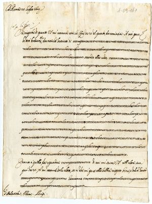 Una delle lettere cifrate Archivio Albani